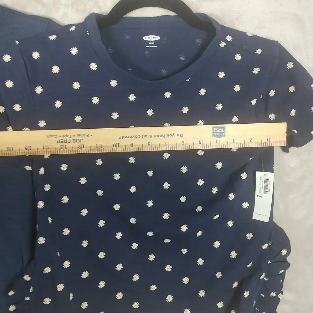 Girls Old Navy Lot of 2 Top Medium (8) Blue & Blue w/ White Flowers 1 NWT 1 Used